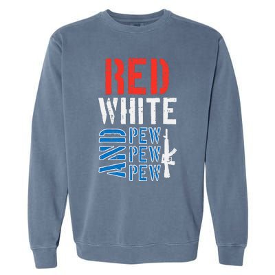 Red White And Pewpewpew Gun Garment-Dyed Sweatshirt