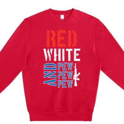 Red White And Pewpewpew Gun Premium Crewneck Sweatshirt