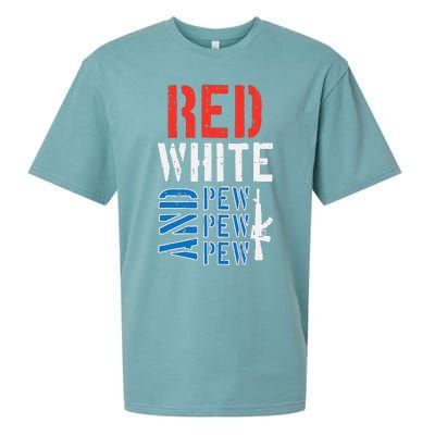 Red White And Pewpewpew Gun Sueded Cloud Jersey T-Shirt