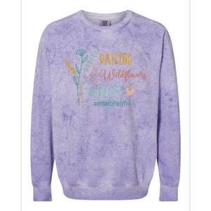 Raising Wildflowers And Wildlife Mom Of Both Mom Mothers Day Colorblast Crewneck Sweatshirt