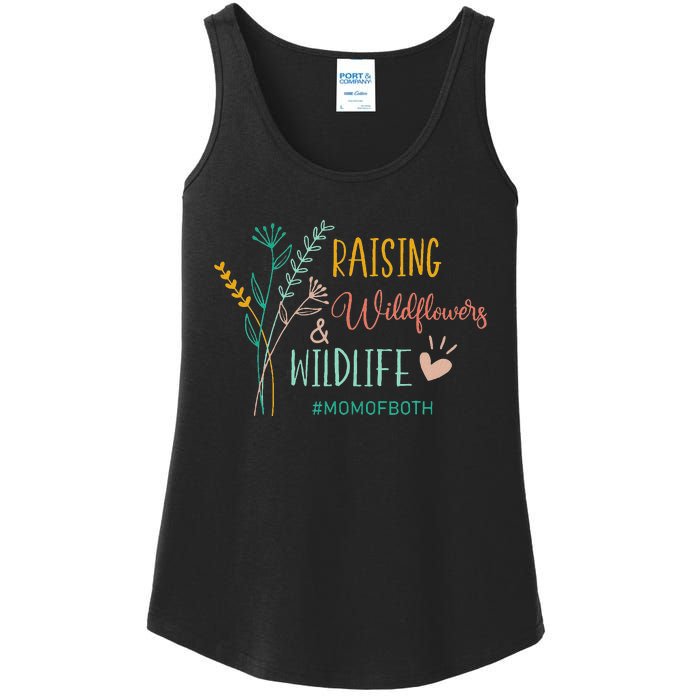 Raising Wildflowers And Wildlife Mom Of Both Mom Mothers Day Ladies Essential Tank