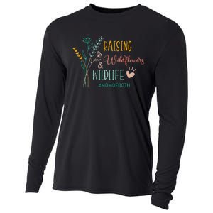 Raising Wildflowers And Wildlife Mom Of Both Mom Mothers Day Cooling Performance Long Sleeve Crew