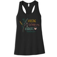 Raising Wildflowers And Wildlife Mom Of Both Mom Mothers Day Women's Racerback Tank