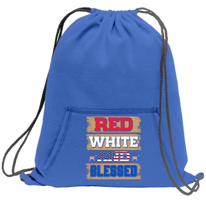 Red White And Blue And Blessed 4th Of July Patriotic Cute Gift Sweatshirt Cinch Pack Bag