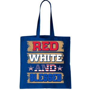 Red White And Blue And Blessed 4th Of July Patriotic Cute Gift Tote Bag