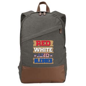 Red White And Blue And Blessed 4th Of July Patriotic Cute Gift Cotton Canvas Backpack