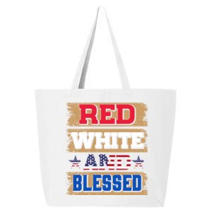 Red White And Blue And Blessed 4th Of July Patriotic Cute Gift 25L Jumbo Tote