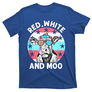 Red White And Moo Patriotic Cow Usa Flag Funny 4th Of July Gift T-Shirt