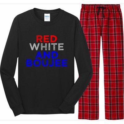 Red White And Boujee 4th Of July Fireworks Patriotic Gift Long Sleeve Pajama Set