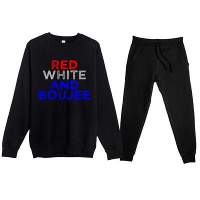 Red White And Boujee 4th Of July Fireworks Patriotic Gift Premium Crewneck Sweatsuit Set