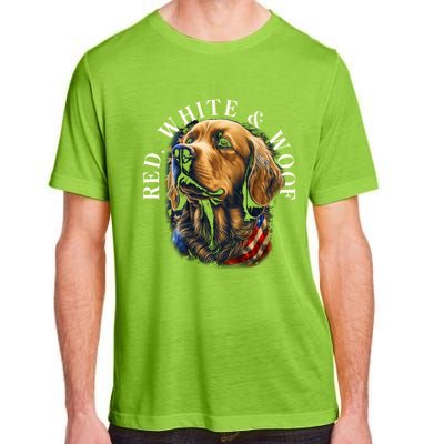 Red White And Woof Patriotic Golden Retriever Lover July 4th Gift Adult ChromaSoft Performance T-Shirt