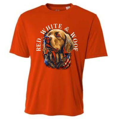 Red White And Woof Patriotic Golden Retriever Lover July 4th Gift Cooling Performance Crew T-Shirt