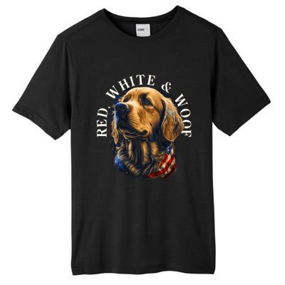 Red White And Woof Patriotic Golden Retriever Lover July 4th Gift Tall Fusion ChromaSoft Performance T-Shirt