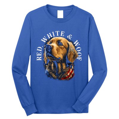 Red White And Woof Patriotic Golden Retriever Lover July 4th Gift Long Sleeve Shirt