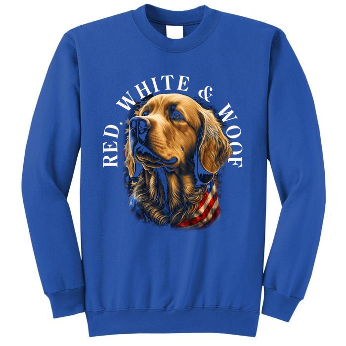 Red White And Woof Patriotic Golden Retriever Lover July 4th Gift Sweatshirt