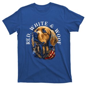 Red White And Woof Patriotic Golden Retriever Lover July 4th Gift T-Shirt