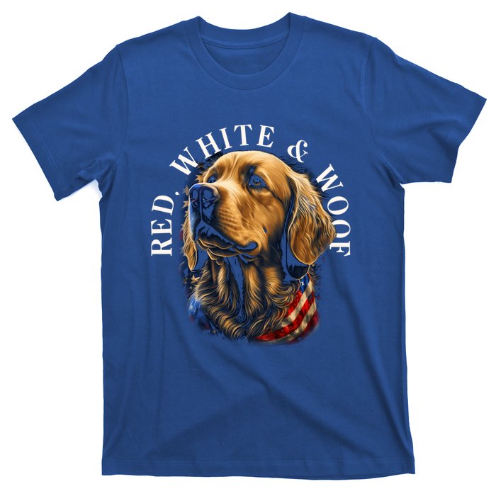 Red White And Woof Patriotic Golden Retriever Lover July 4th Gift T-Shirt