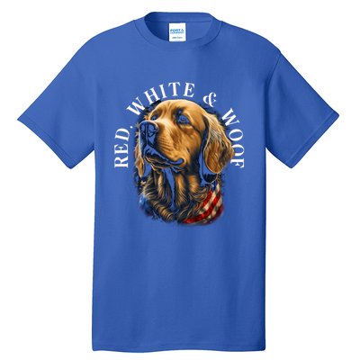 Red White And Woof Patriotic Golden Retriever Lover July 4th Gift Tall T-Shirt