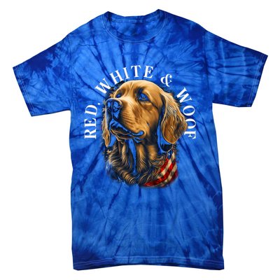 Red White And Woof Patriotic Golden Retriever Lover July 4th Gift Tie-Dye T-Shirt