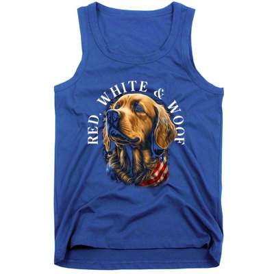 Red White And Woof Patriotic Golden Retriever Lover July 4th Gift Tank Top