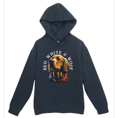 Red White And Woof Patriotic Golden Retriever Lover July 4th Gift Urban Pullover Hoodie