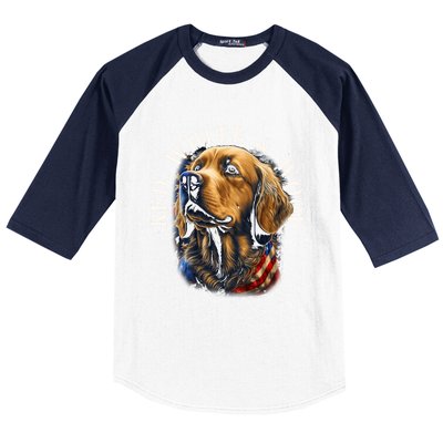 Red White And Woof Patriotic Golden Retriever Lover July 4th Gift Baseball Sleeve Shirt