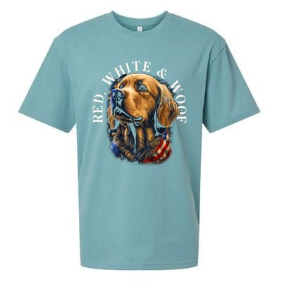 Red White And Woof Patriotic Golden Retriever Lover July 4th Gift Sueded Cloud Jersey T-Shirt