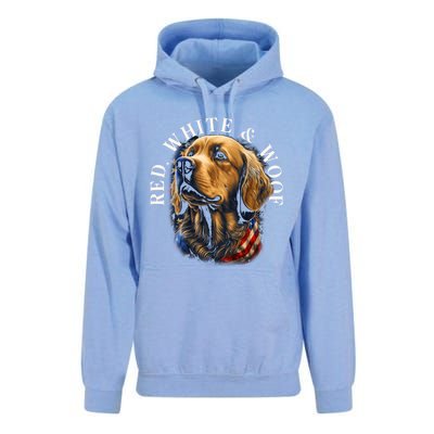 Red White And Woof Patriotic Golden Retriever Lover July 4th Gift Unisex Surf Hoodie