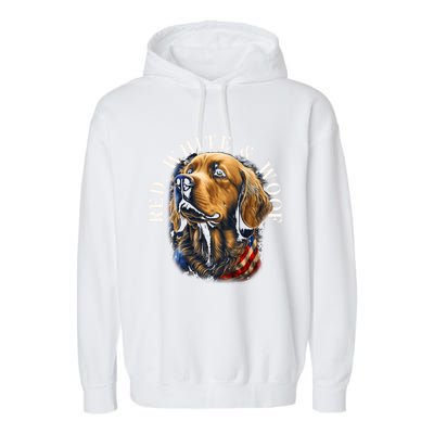 Red White And Woof Patriotic Golden Retriever Lover July 4th Gift Garment-Dyed Fleece Hoodie