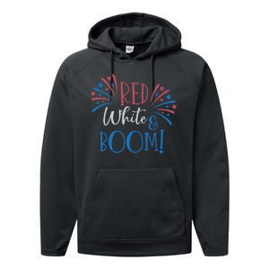 Red White And Boom 4th Of July Performance Fleece Hoodie