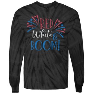 Red White And Boom 4th Of July Tie-Dye Long Sleeve Shirt