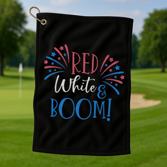 Red White And Boom 4th Of July Golf Towel