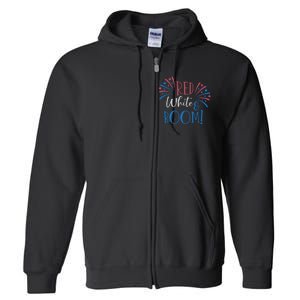 Red White And Boom 4th Of July Full Zip Hoodie