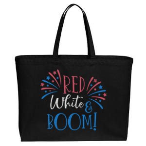 Red White And Boom 4th Of July Cotton Canvas Jumbo Tote