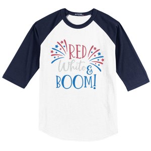 Red White And Boom 4th Of July Baseball Sleeve Shirt