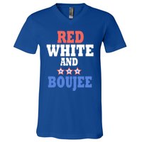 Red White And Boujee Funny 4th Of July Patriotic July Fourth Gift V-Neck T-Shirt