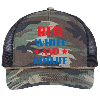 Red White And Boujee Funny Patriotic Fourth 4th Of July Great Gift Retro Rope Trucker Hat Cap