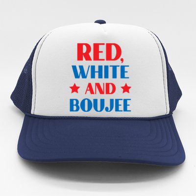 Red White And Boujee Funny Patriotic Fourth 4th Of July Great Gift Trucker Hat