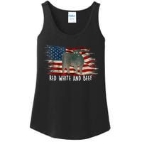 Red White And Beef Vintage Usa Flag 4th Of July Ladies Essential Tank