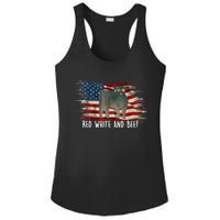 Red White And Beef Vintage Usa Flag 4th Of July Ladies PosiCharge Competitor Racerback Tank