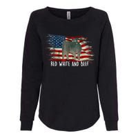 Red White And Beef Vintage Usa Flag 4th Of July Womens California Wash Sweatshirt