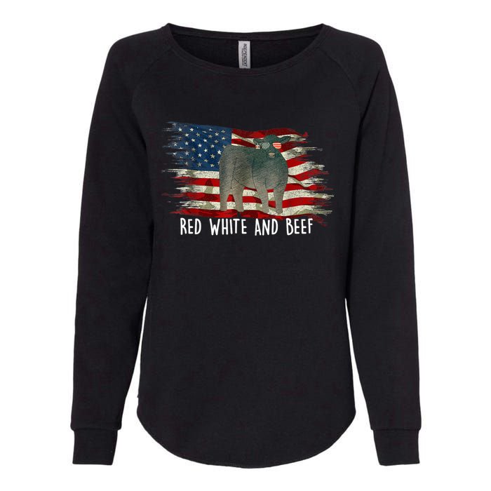 Red White And Beef Vintage Usa Flag 4th Of July Womens California Wash Sweatshirt