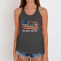 Red White And Beef Vintage Usa Flag 4th Of July Women's Knotted Racerback Tank