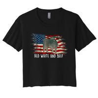 Red White And Beef Vintage Usa Flag 4th Of July Women's Crop Top Tee