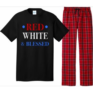 Red White And Blessed Great Funny Gift Patriotic 4th Of July Gift Pajama Set