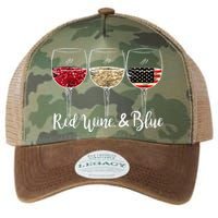 Red Wine And Blue Funny 4th Of July Drinking Wine Lover Legacy Tie Dye Trucker Hat