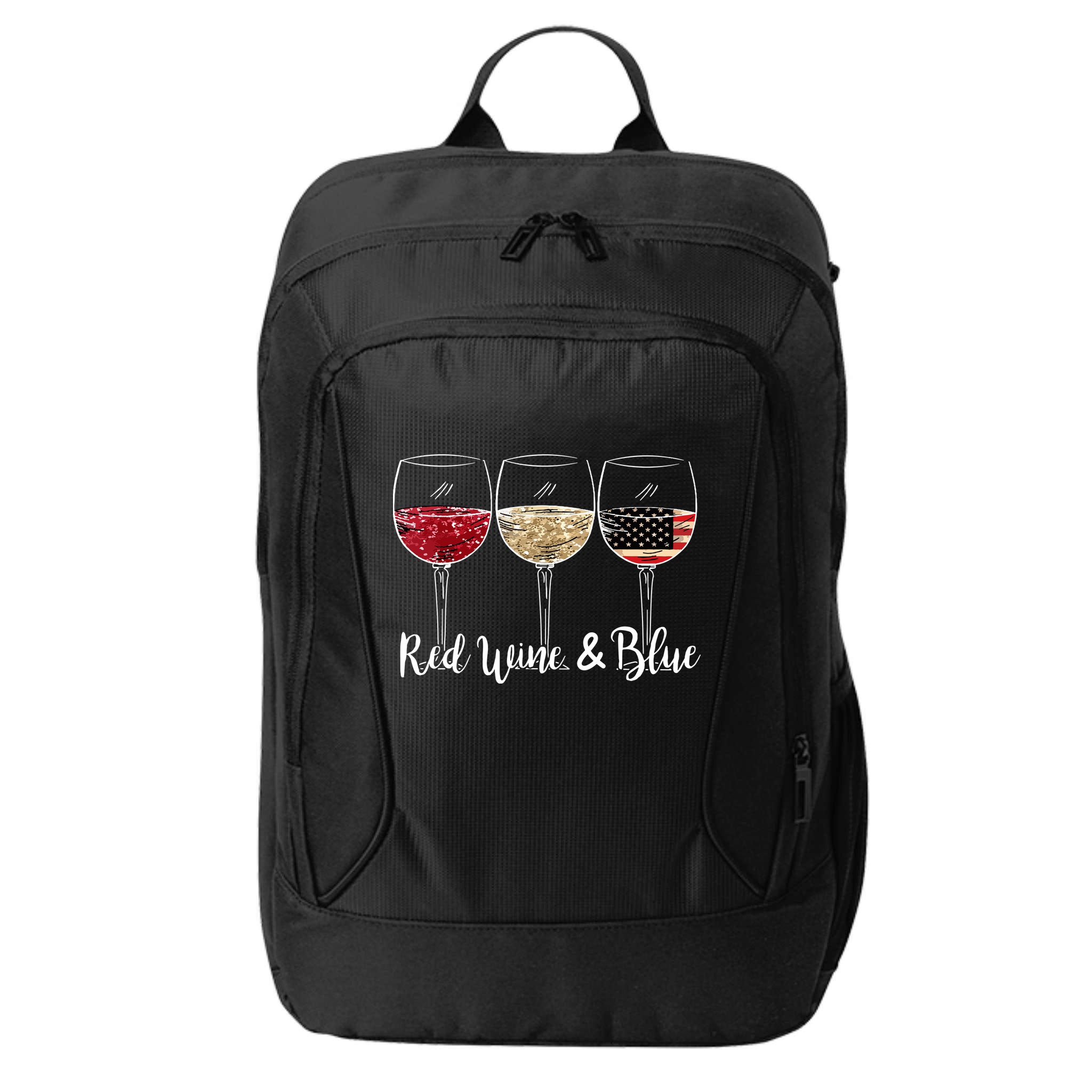 Red Wine And Blue Funny 4th Of July Drinking Wine Lover City Backpack
