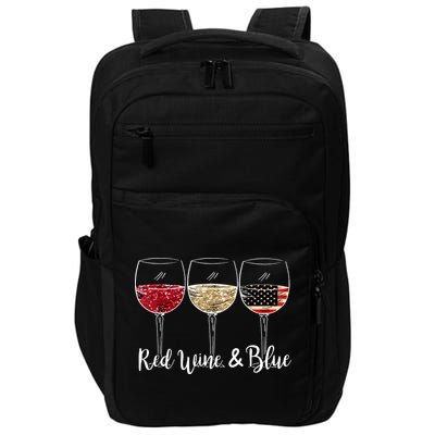 Red Wine And Blue Funny 4th Of July Drinking Wine Lover Impact Tech Backpack