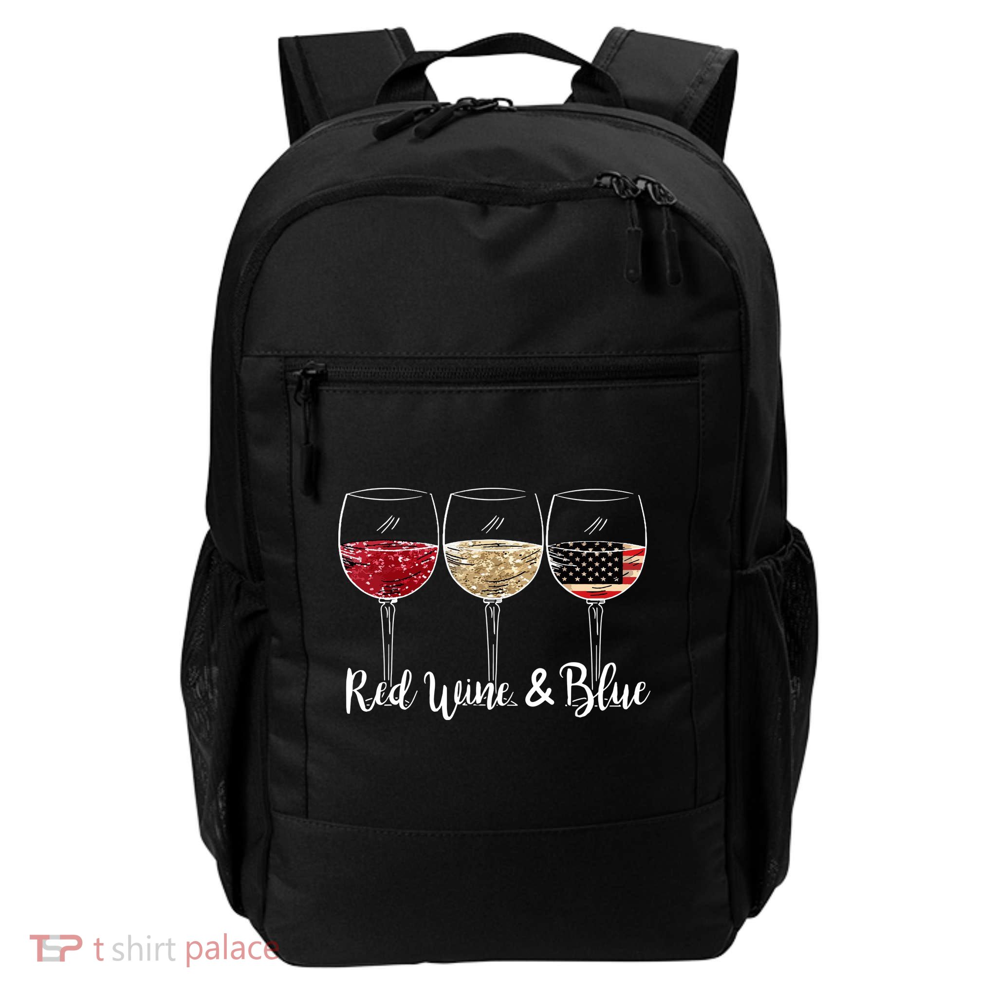 Red Wine And Blue Funny 4th Of July Drinking Wine Lover Backpack