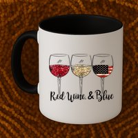 Red Wine And Blue Funny 4th Of July Drinking Wine Lover Mug